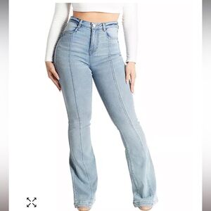 Juniors' Seam-Front Flare-Leg High-Rise Jeans